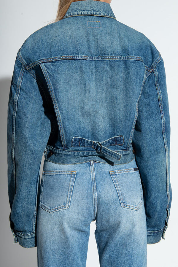 Saint Laurent 80s Jacket In Vintage Blue Denim - Women