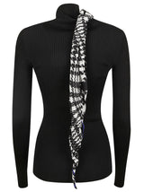 Burberry Scarf-detailed High-neck Ribbed Jumper - Women