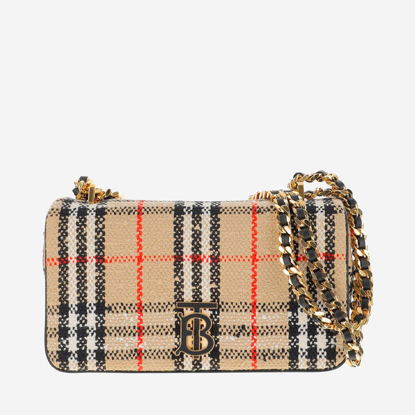 Burberry Lola Small Bouclé Bag With Vintage Check Pattern - Women