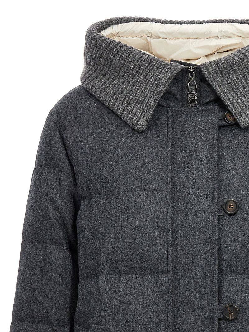 Brunello Cucinelli Knit Collar Padded Coat - Women