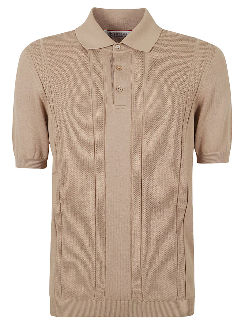 Brunello Cucinelli Rib Trim Knit Polo Shirt - Men