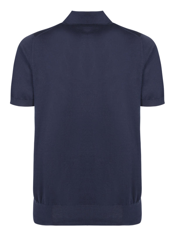 Brunello Cucinelli Short Sleeves Blue Polo Shirt - Men