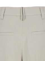 Brunello Cucinelli White Monili Embellished Trousers In Linen Blend Woman - Women