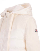 Moncler White Tricot Cardigan With Zip And Hood - Women