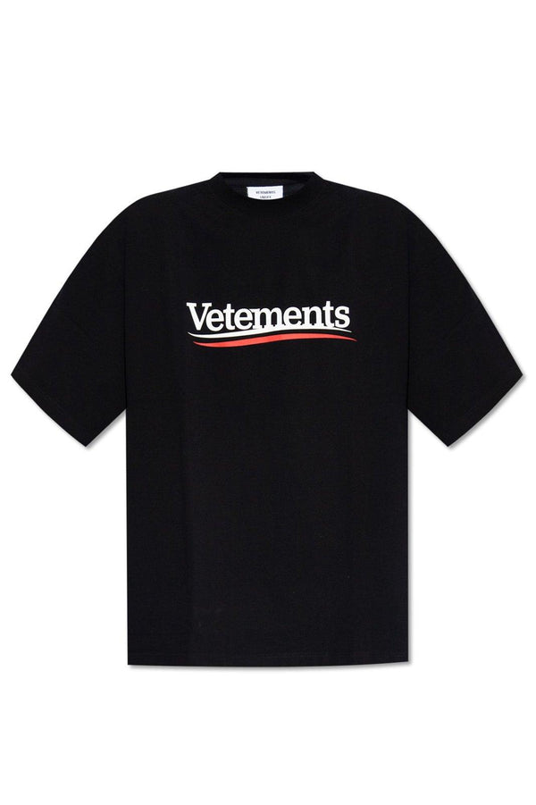 VETEMENTS Logo Printed Crewneck T-shirt - Men