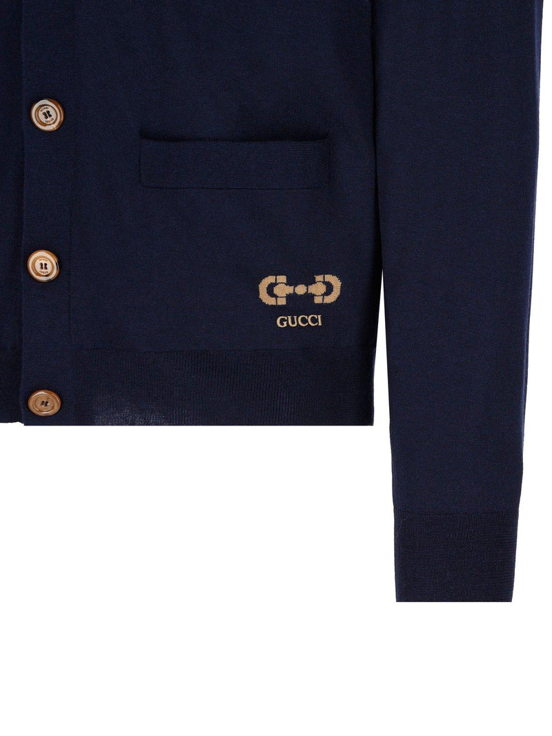 Gucci Logo Embroidered V-neck Cardigan - Men