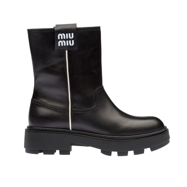 Miu Miu Leather Logo Boots - Women