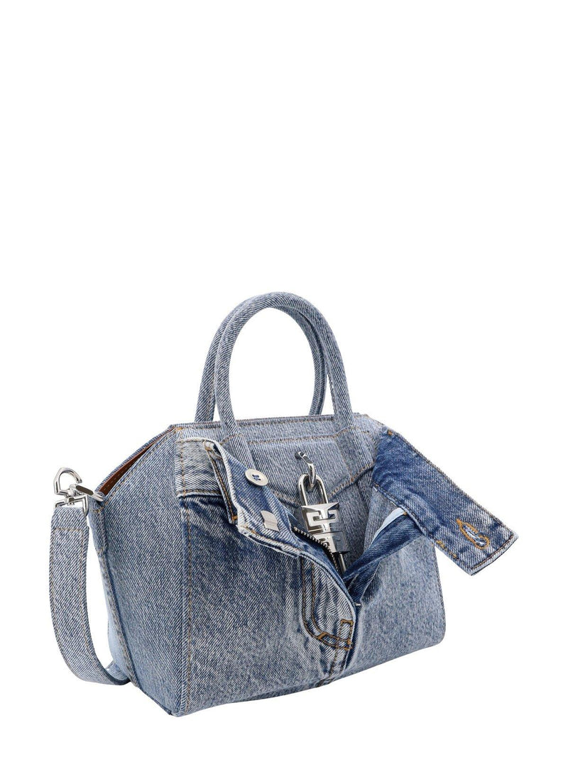 Givenchy Mini Antigona Lock Denim Tote Bag - Women