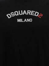 Dsquared2 Black Relaxed T-shirt With Logo Lettering Embroidery In Cotton Man - Men