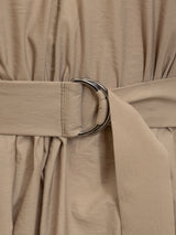 Brunello Cucinelli Techno Cotton Poplin Dress With Precious Shoulder Detail - Women