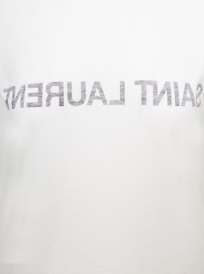 Saint Laurent Crewneck T-shirt With Reverse Logo - Women