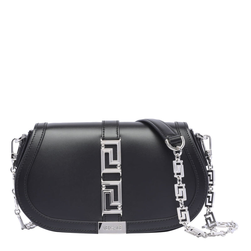 Versace Black Leather greca Goddess Bag - Women