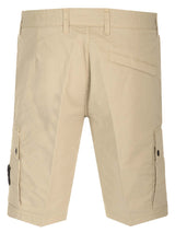 Stone Island Cargo Shorts In Sand-colored Stretch Supima Cotton - Men