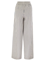 Brunello Cucinelli Loose Track Trousers In Wrinkled Cotton Linen Poplin - Women