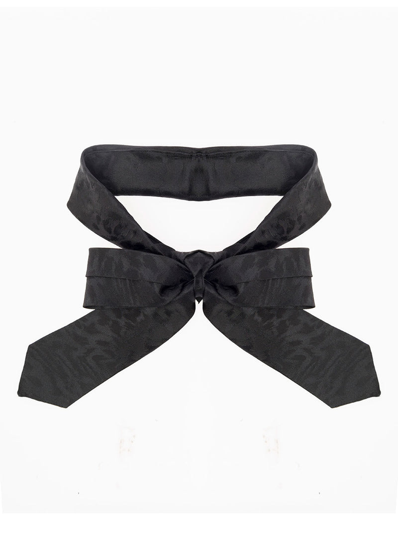 Saint Laurent Black Tapered Tie With All-over Leopard Motif In Silk Man - Men