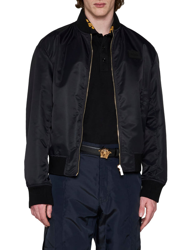 Versace Barocco 600 Black Nylon Bomber Jacket - Men