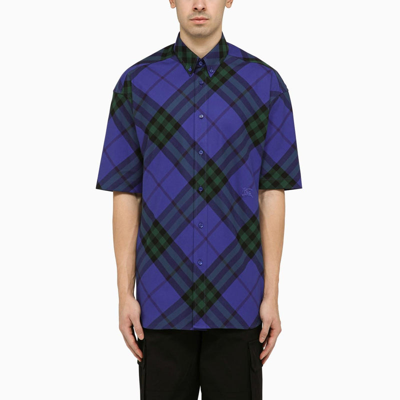 Burberry Blue Short-sleeved Check Shirt - Men