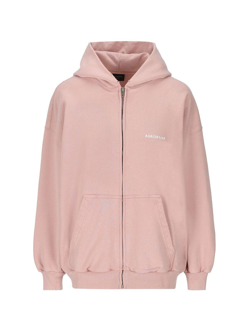 Balenciaga Logo Printed Zip-up Hoodie - Women