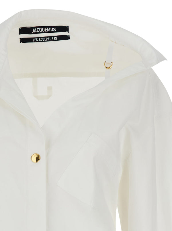 Jacquemus White la Mini Robe Chemise Shirt Dress In Cotton Woman - Women