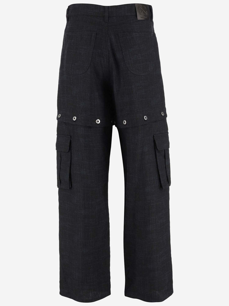 Off-White Linen Cargo Pants With Logo - Men