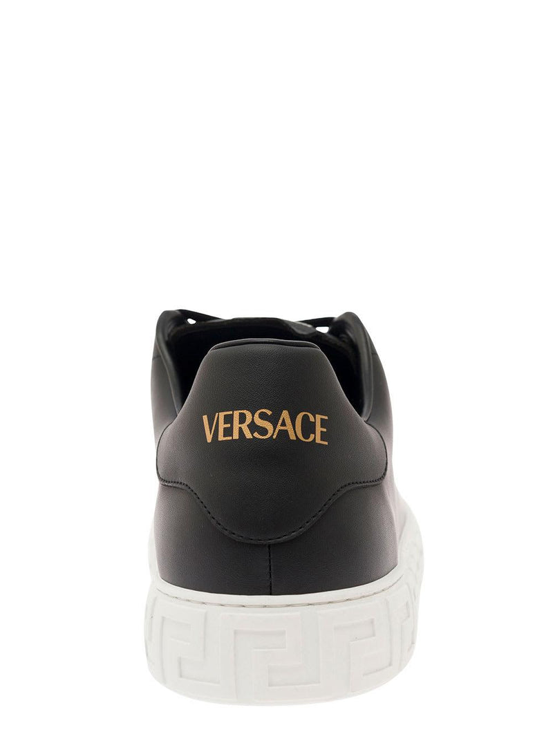 Versace Sneaker Basse new Greca Con Motivo Greca In Eco-pelle Nera Uomo - Men - Piano Luigi