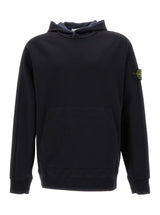 Stone Island Black Hooded Sweatshirt With Logo Application On Sleeve In Cotton Blend Man - Men