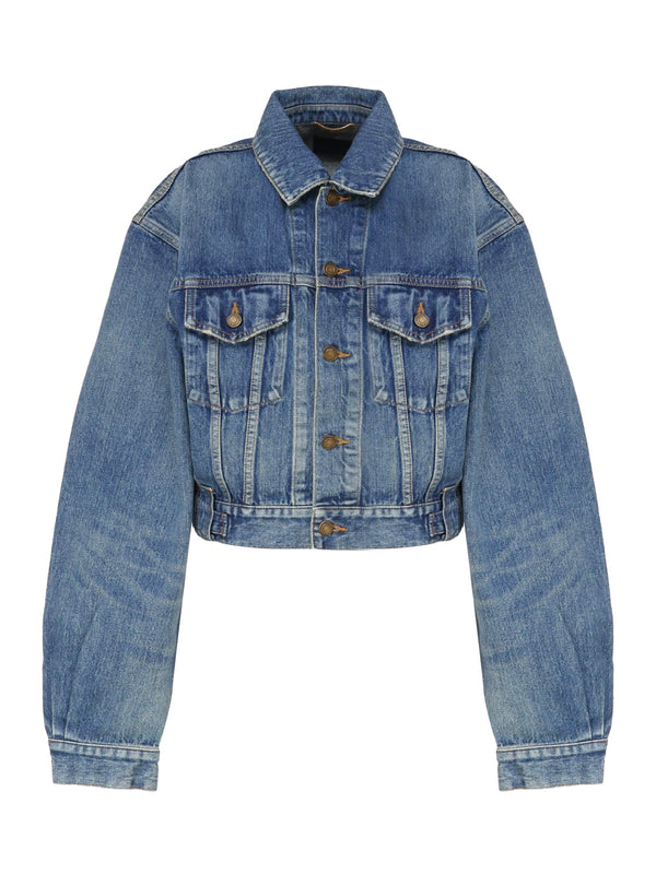 Saint Laurent 80s Vintage Blue Denim Jacket - Women