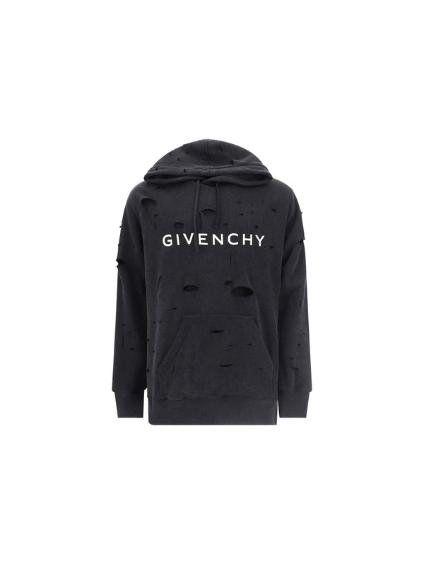 Givenchy Hoodie With Black Delav Estroyed Effect - Men