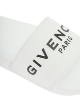 Givenchy Womans White Rubber Slide Sandals With Logo - Women