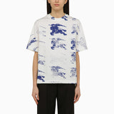 Burberry White\/blue Cotton T-shirt With Logo - Women