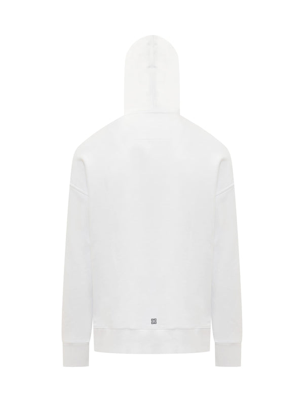 Givenchy Archetype Hoodie In White Gauzed Fabric - Men