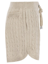 Brunello Cucinelli Cotton Knit Shorts With Sequins - Women