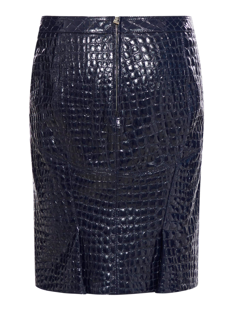 Tom Ford Glossy Croco Embossed Goat Leather Skirt - Women