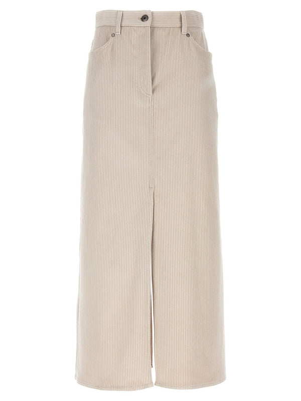 Brunello Cucinelli Ribbed Velvet Skirt - Women - Piano Luigi