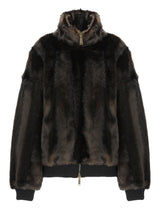 Dsquared2 Faux Fur D2 Brown Bomber Jacket - Women