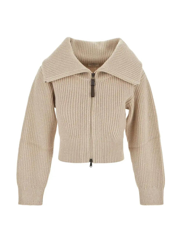 Brunello Cucinelli Wide Collar Cropped Cardigan - Women