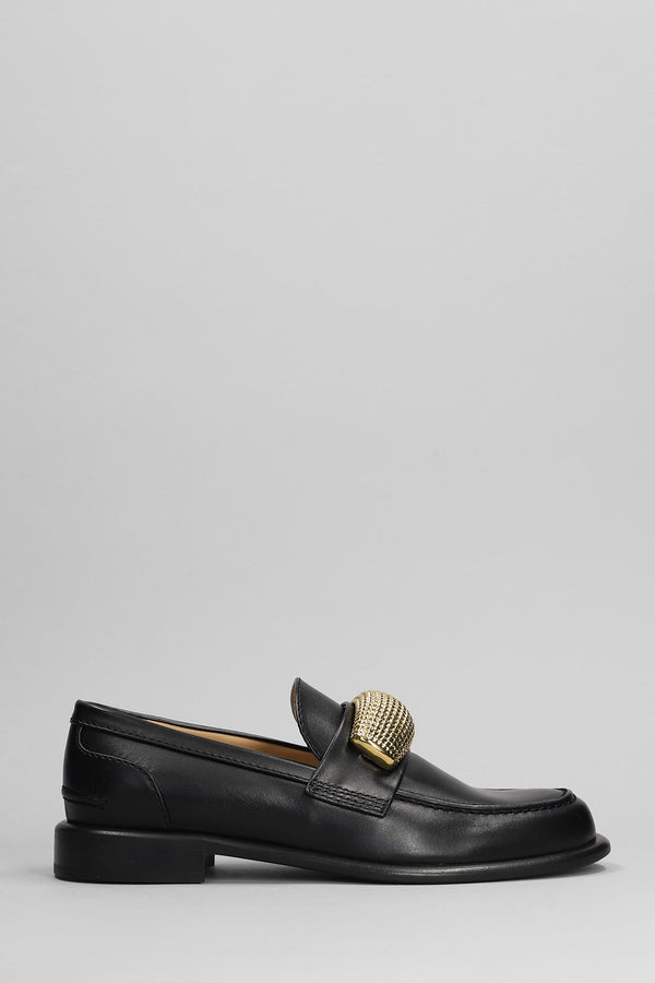 J.W. Anderson Pop Corn Macassin Loafers In Black Leather - Women