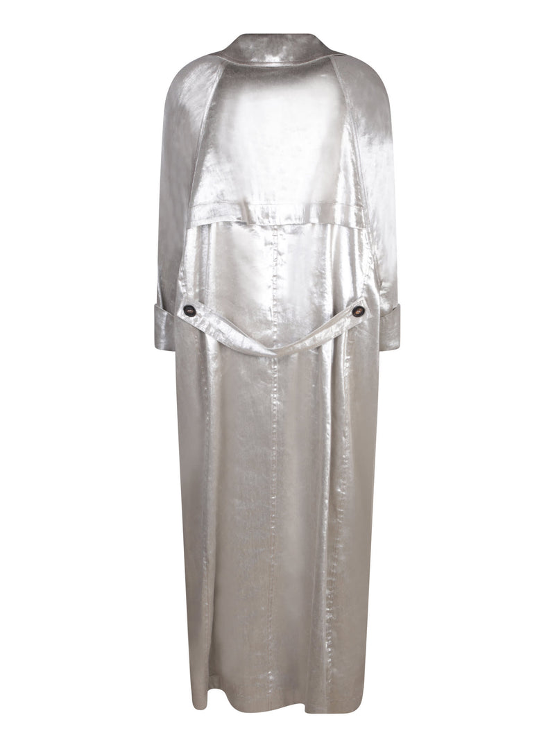 Brunello Cucinelli Silver Metallic Trench Coat - Women