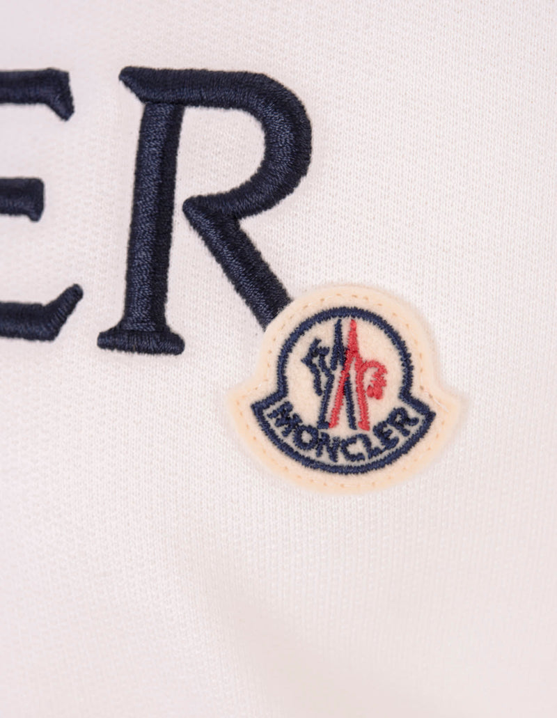 Moncler White Hoodie With Embroidered Lettering Logo - Women