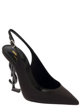 Saint Laurent opyum Black Slingback Pumps With Cassandre Heel In Suede Woman - Women