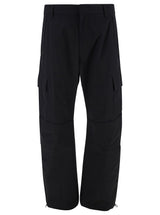 Givenchy Black Arched Cargo Pants With Logo Embroidery In Cotton Man - Men