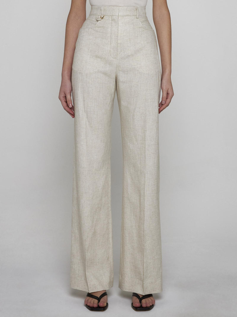 Jacquemus Sauge Viscose And Linen Trousers - Women