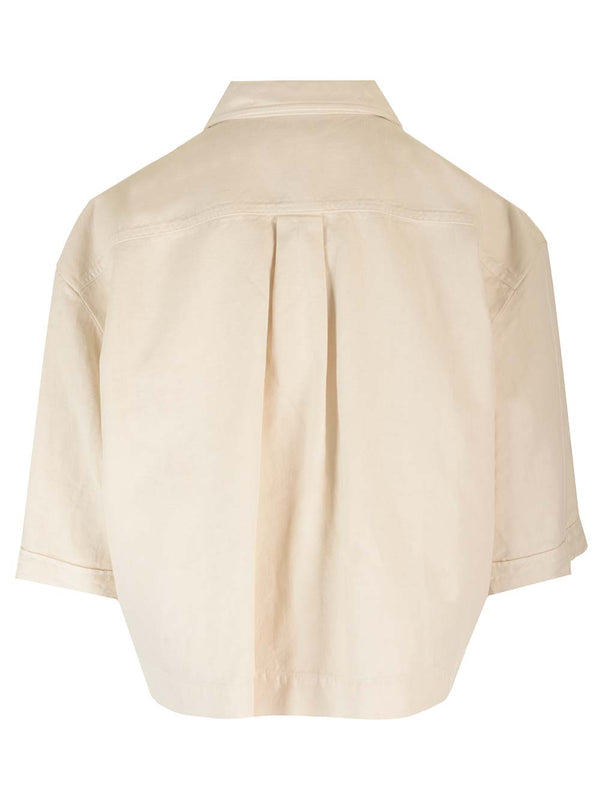 Brunello Cucinelli Cropped Shirt In Cotton And Linen - Women