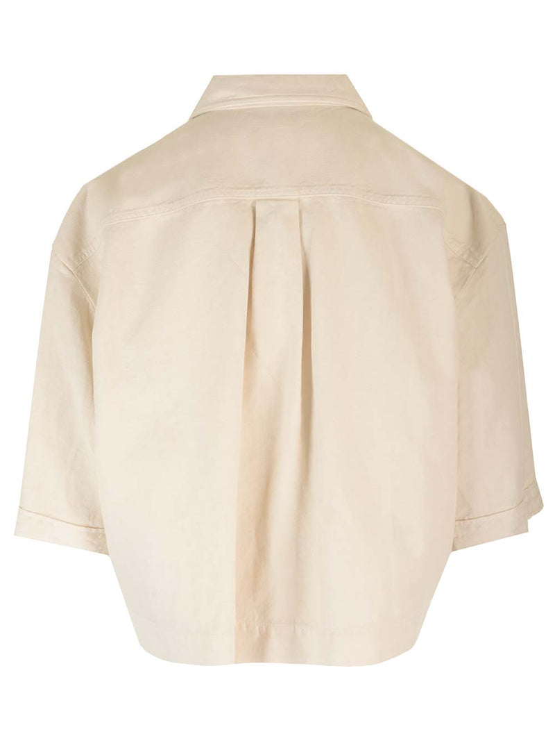 Brunello Cucinelli Cropped Shirt In Cotton And Linen - Women