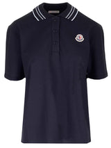 Moncler Blue Polo Shirt With Logo - Women