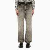 Balmain Light Grey Delav\u00e9 Denim Jeans - Men