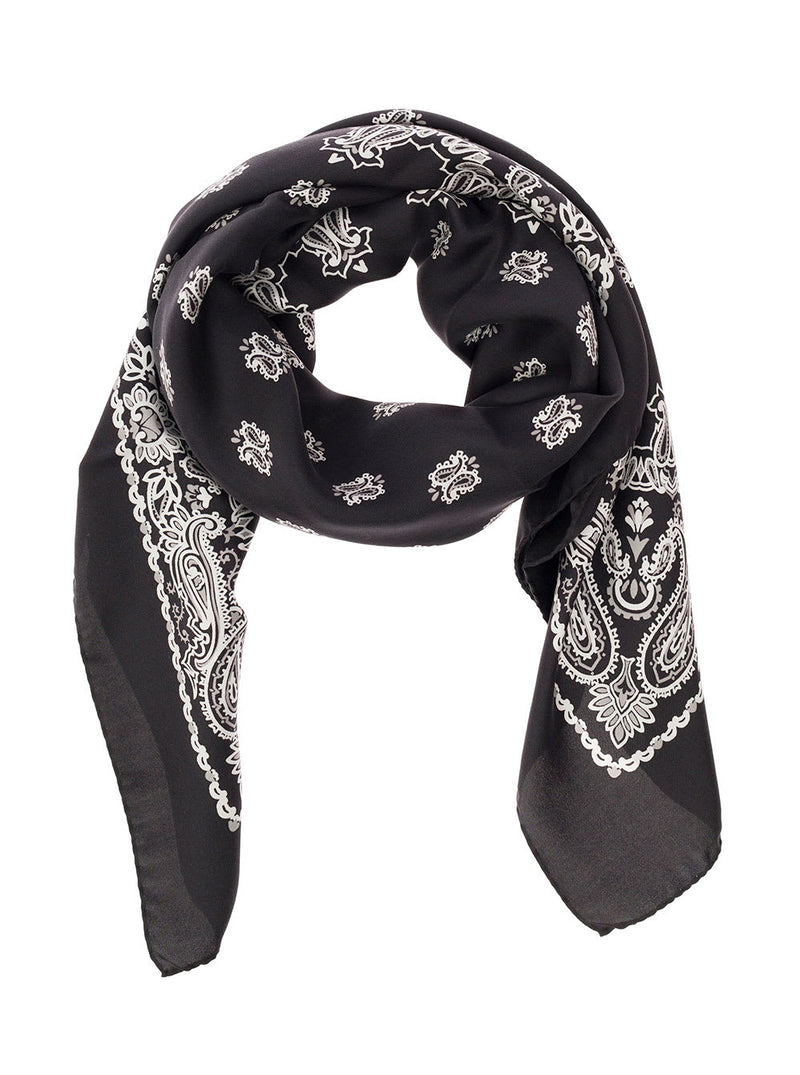 Black Scarf With Bandana Print In Silk Man Saint Laurent - Men