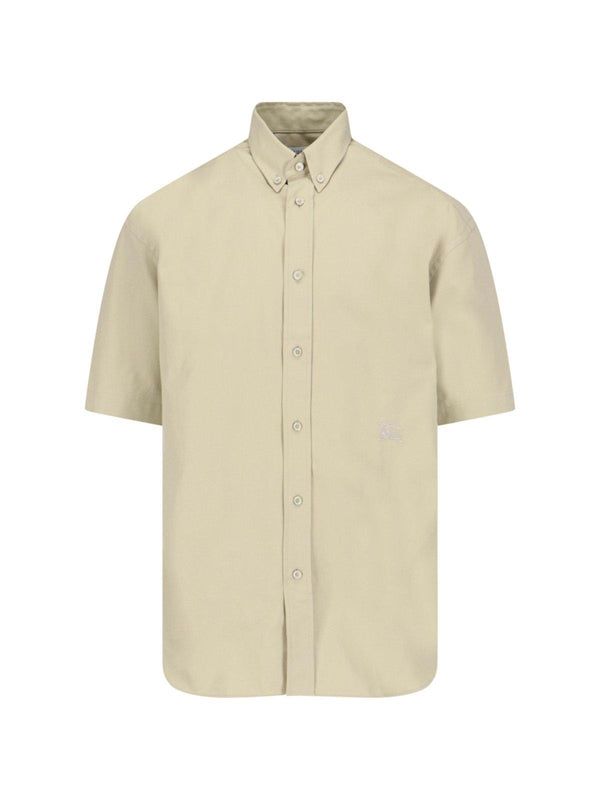 Burberry Logo-embroidered Short Sleeved Poplin Shirt - Men