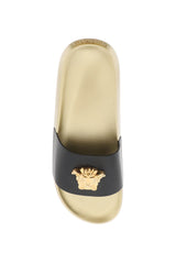 Versace La Medusa Rubber And Calfskin Slides - Men