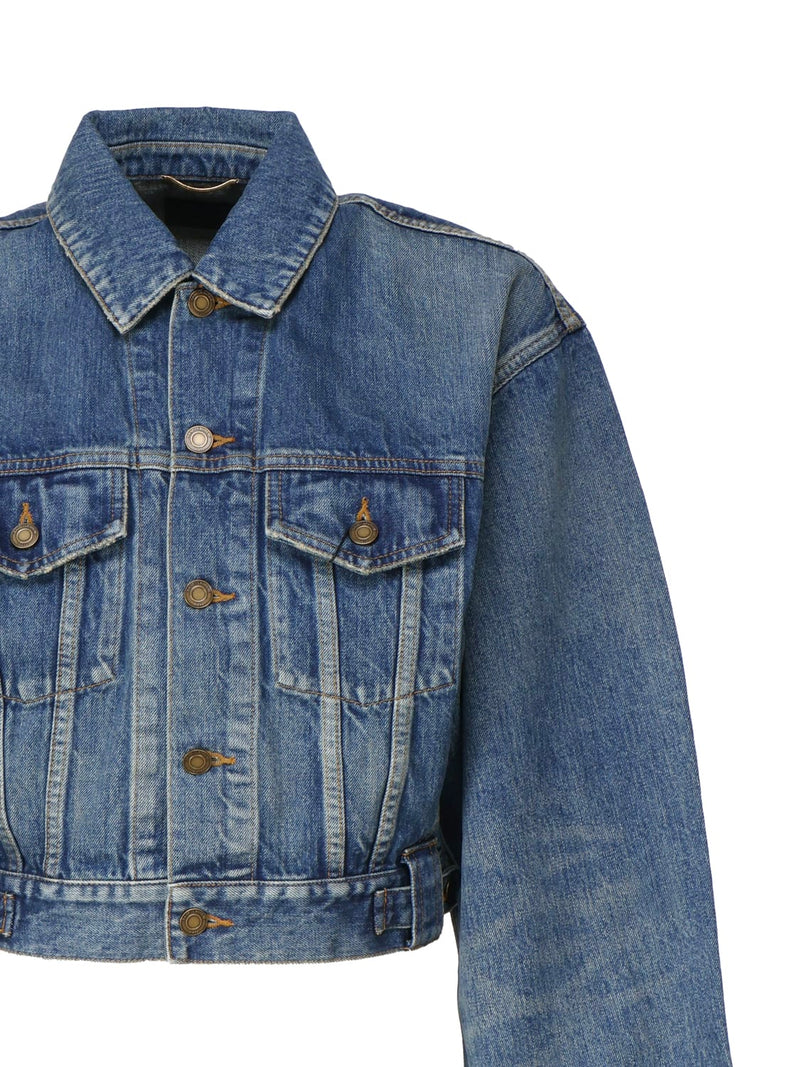 Saint Laurent 80s Vintage Blue Denim Jacket - Women